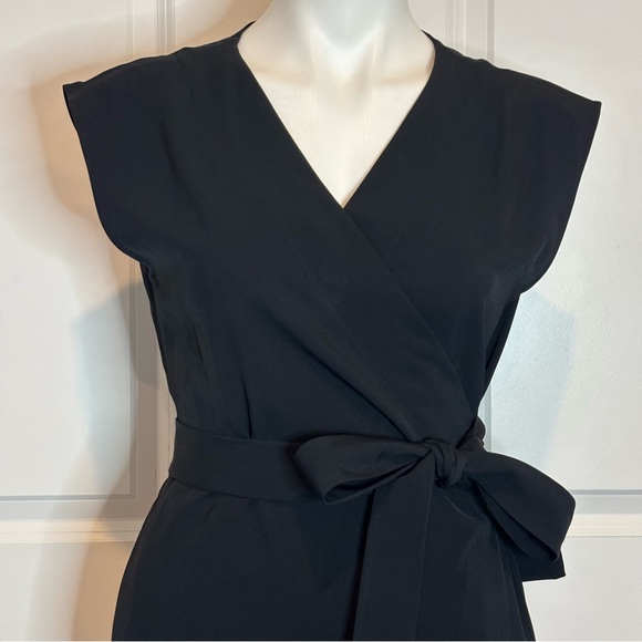 Everlane Black Sleeveless Knee Length Wrap Dress 0 - Picture 2 of 10